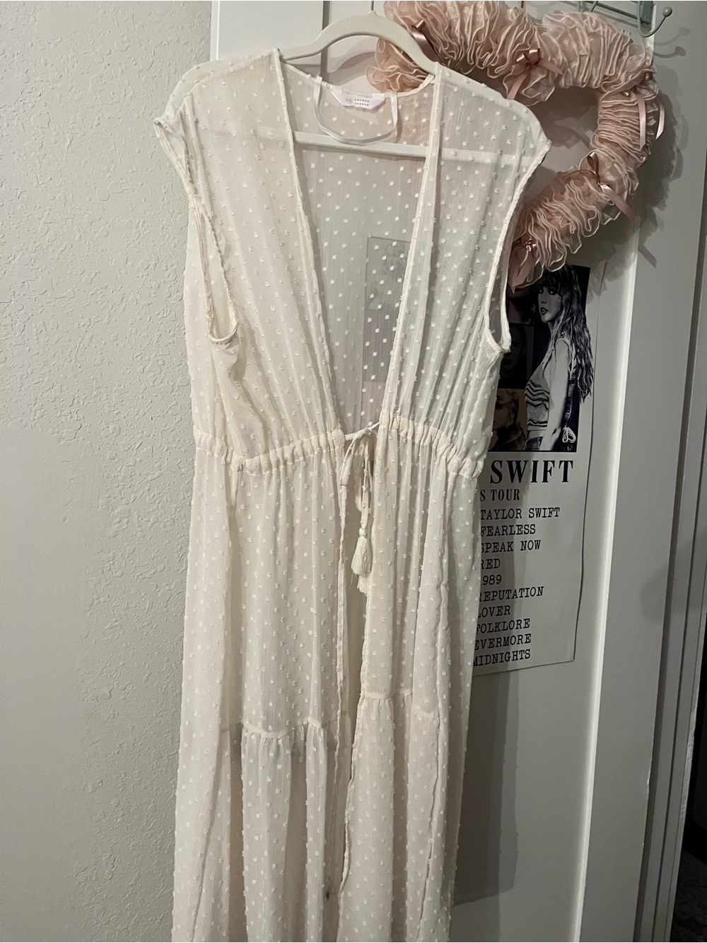 Sheer Swiss Dot Sleeveless Kimomo in Ivory